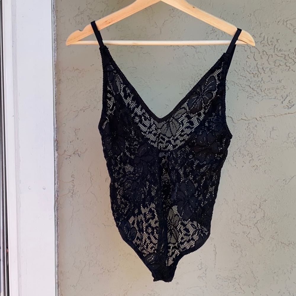 Black Lace Thong Bodysuit - Free People intimates